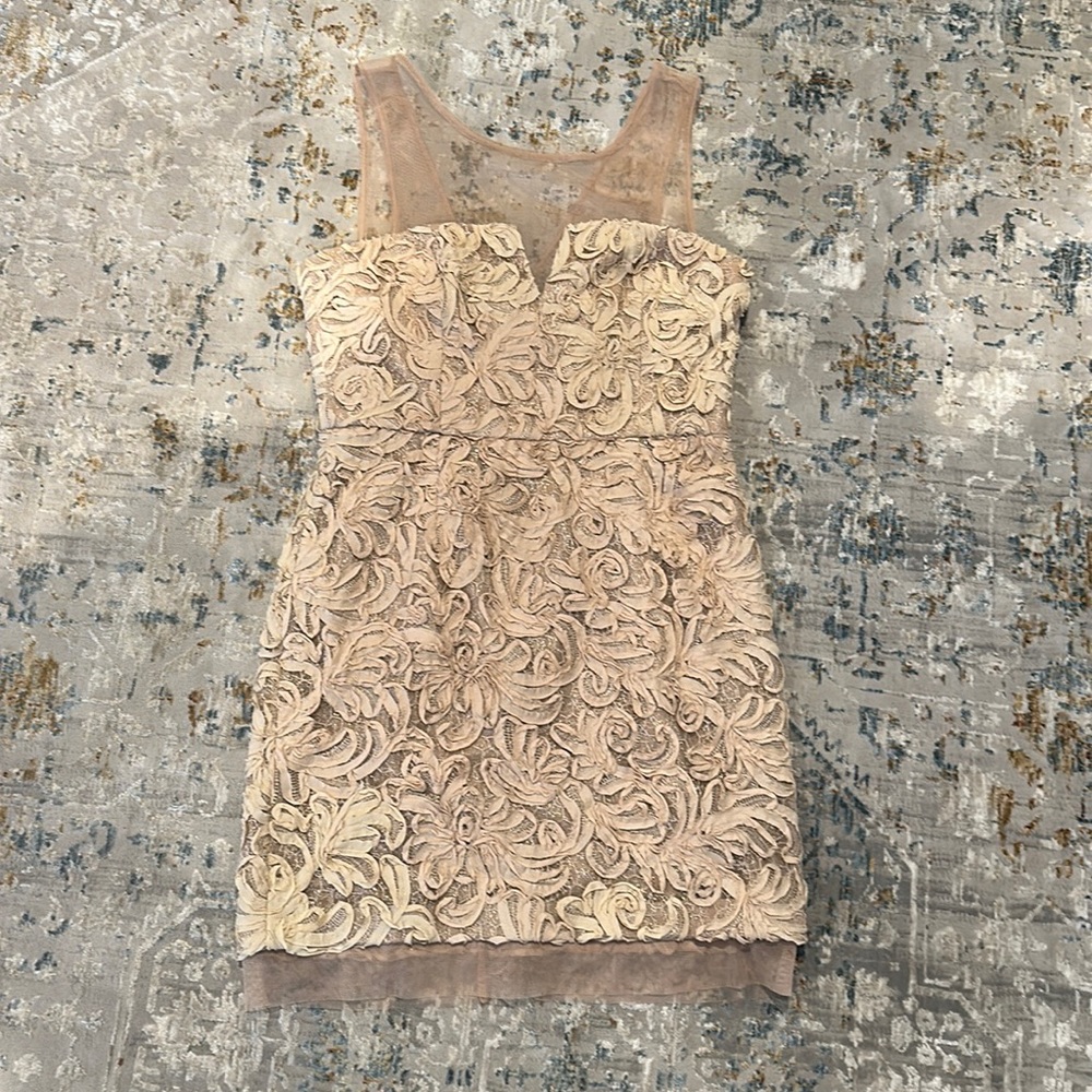 BCBGMaxazria Tan Mini Formal Dress